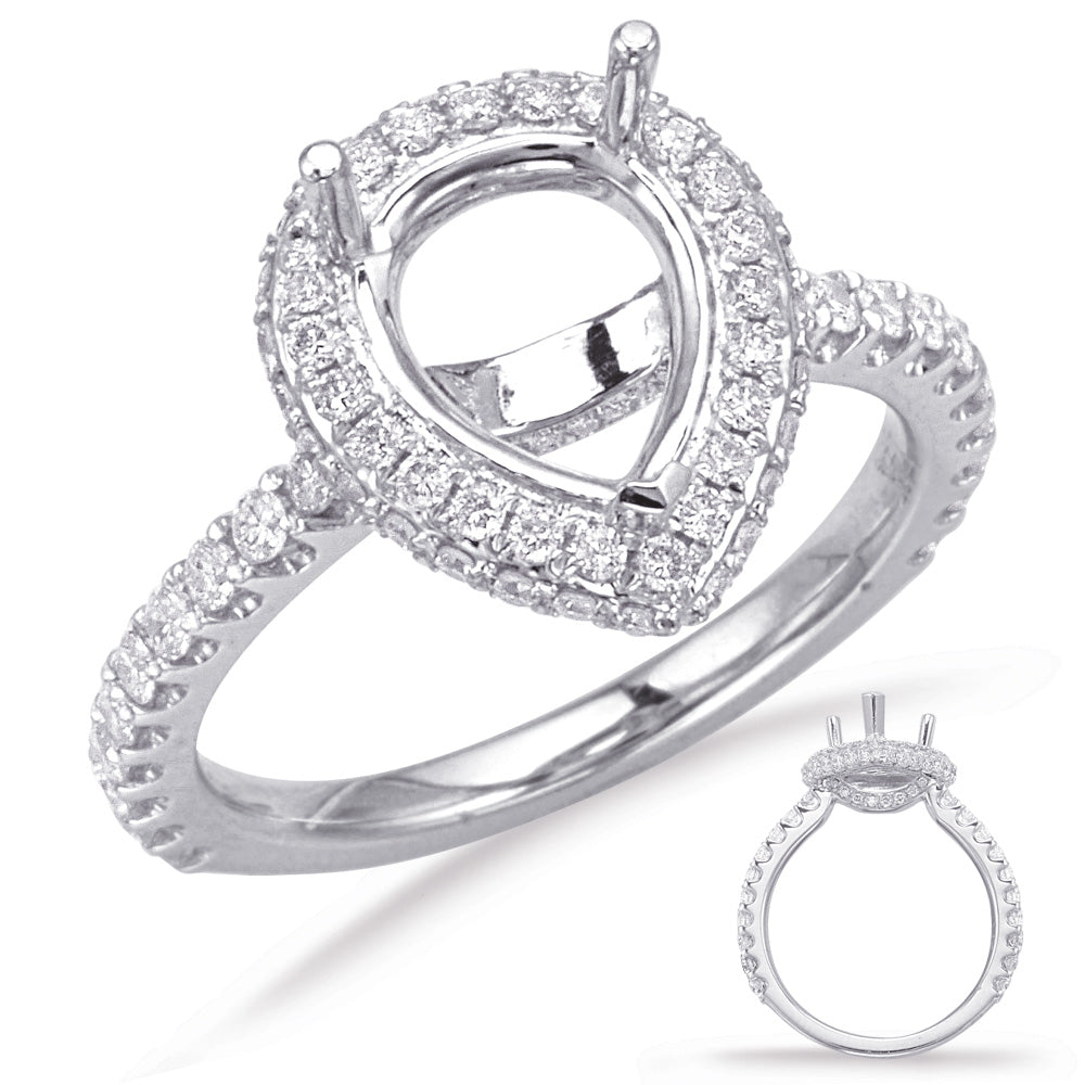 This Engagement Ring  is available in 14K White Gold. There are a total of 86 stones. There are Rounds with a total carat weight of 0.72 set in a Micro Pave|Micro Prong setting.