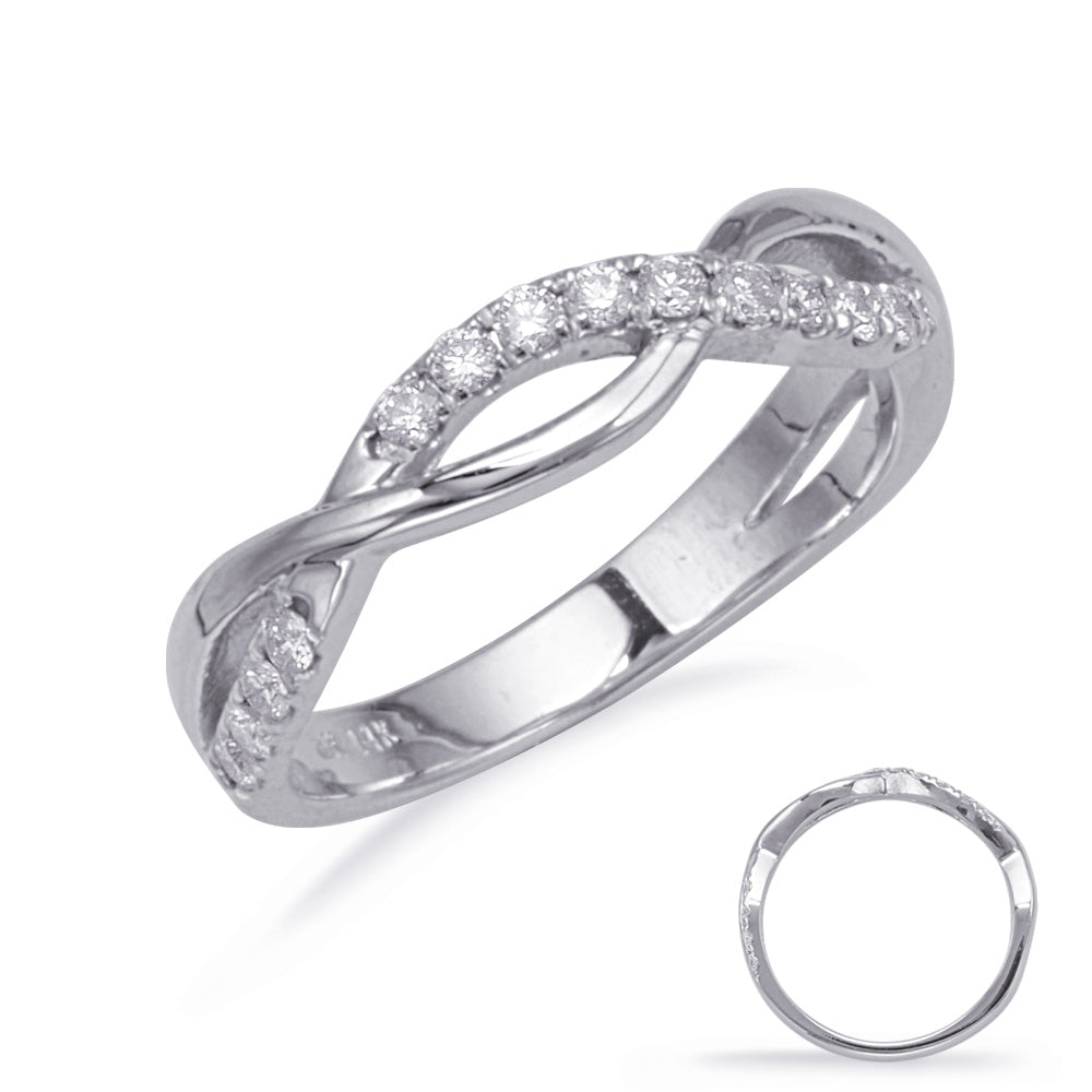 This Band is available in 14K White Gold. There are a total of 18 stones. There are Round with a total carat weight of 0.29 set in a Micro Prong setting.