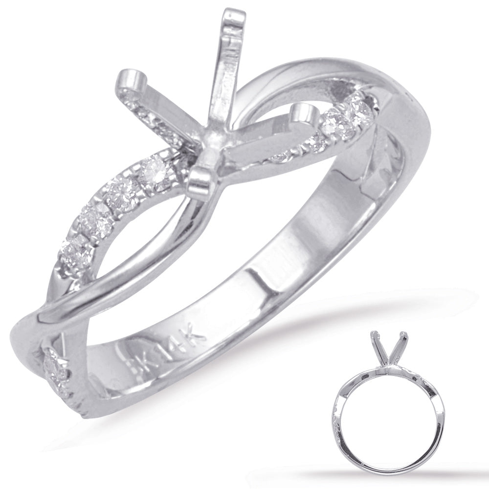 This Engagement Ring  is available in 14K White Gold. There are a total of 16 stones. There are Rounds with a total carat weight of 0.26 set in a Micro Prong setting.