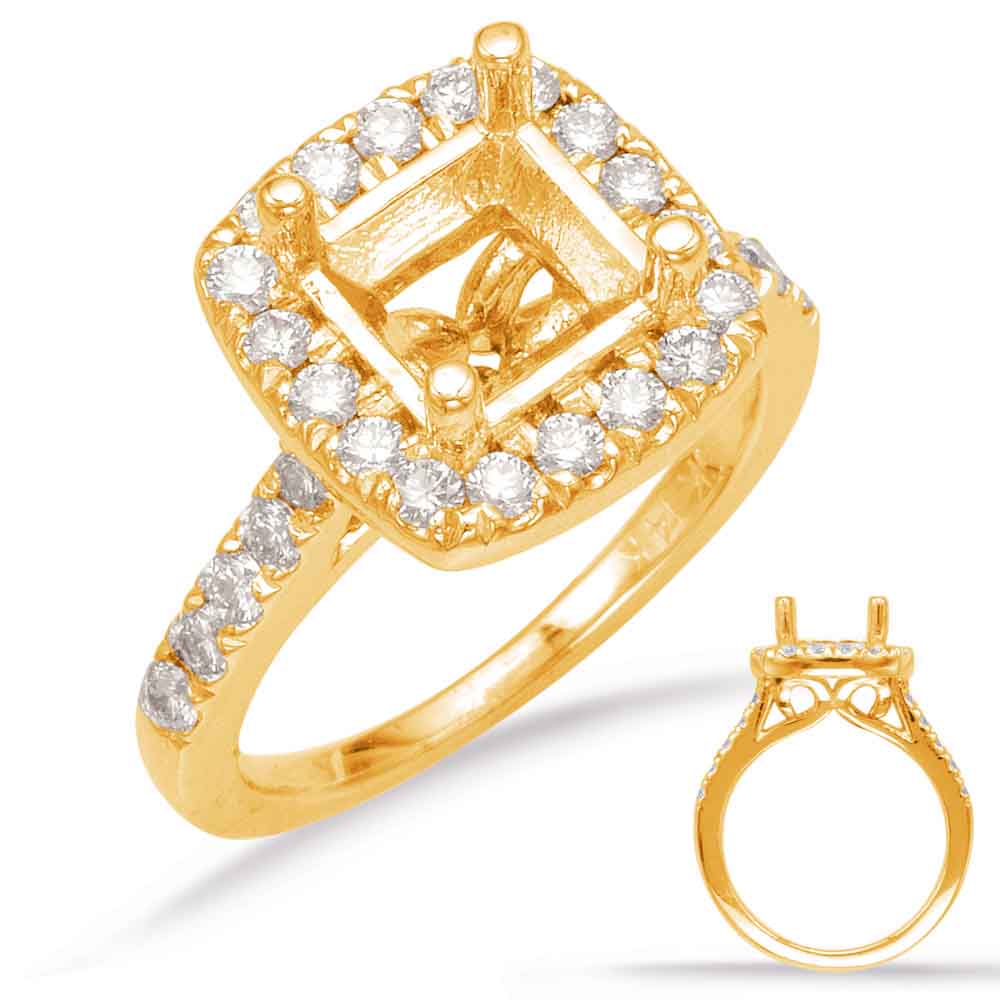 This Engagement Ring  is available in 14K Yellow Gold. There are a total of 28 stones. There are Rounds with a total carat weight of 0.64 set in a Micro Prong|Shared Prongs setting.