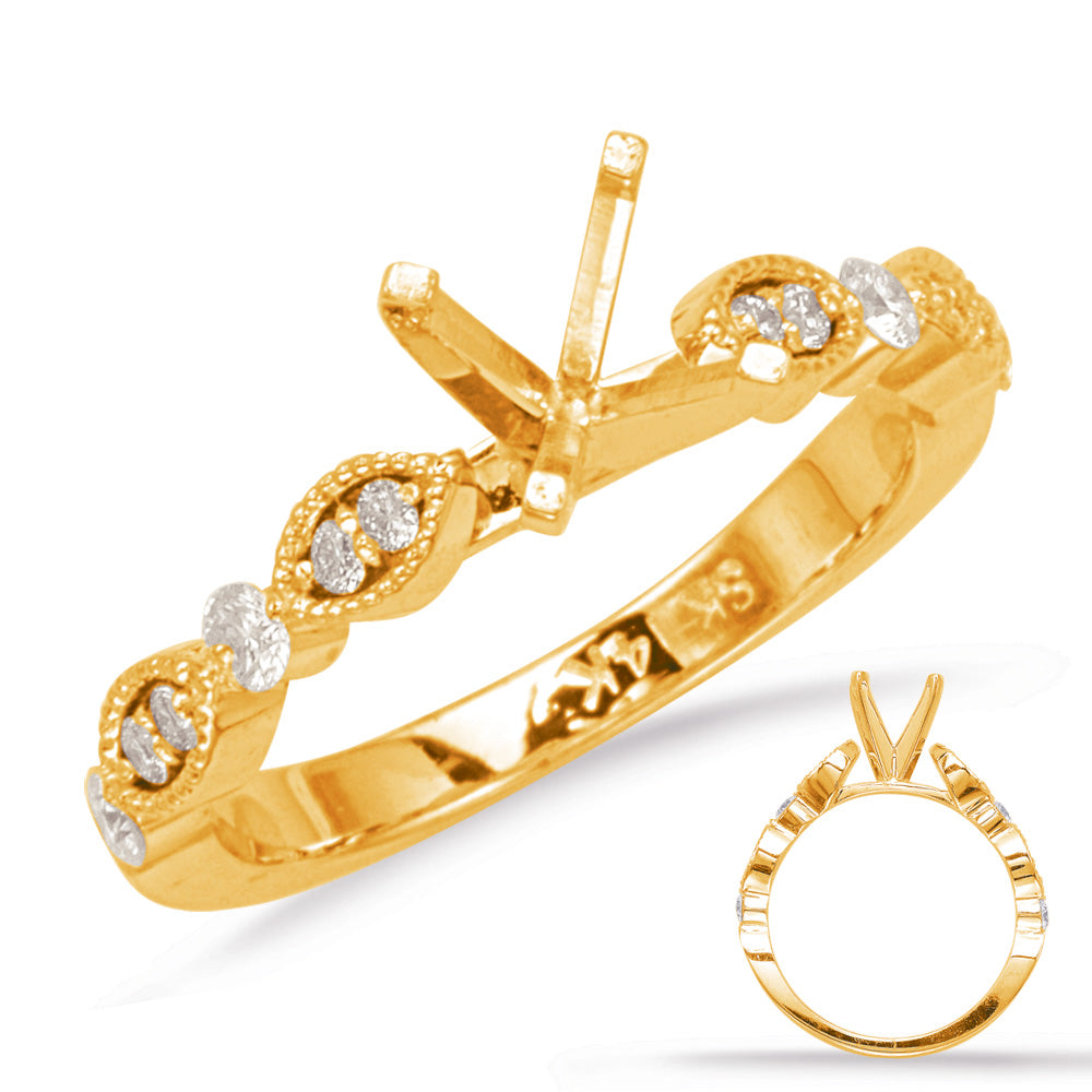 This Engagement Ring  is available in 14K Yellow Gold. There are a total of 12 stones. There are Rounds with a total carat weight of 0.28 set in a Micro Prong|Prong Set|Shared Prongs setting.