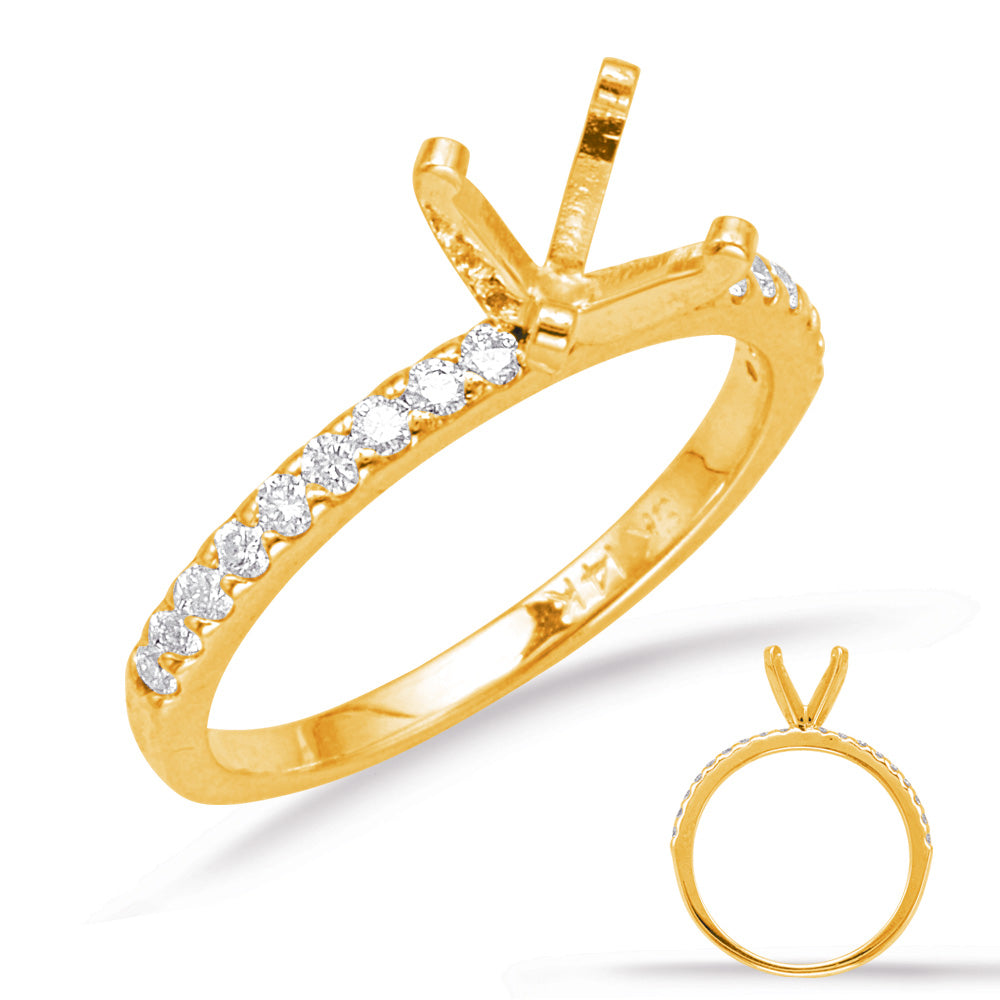 This Engagement Ring  is available in 14K Yellow Gold. There are a total of 18 stones. There are Rounds with a total carat weight of 0.29 set in a Micro Prong|Shared Prongs setting.