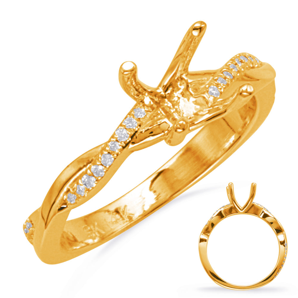 This Engagement Ring  is available in 14K Yellow Gold. There are a total of 36 stones. There are Rounds with a total carat weight of 0.14 set in a Micro Prong setting.