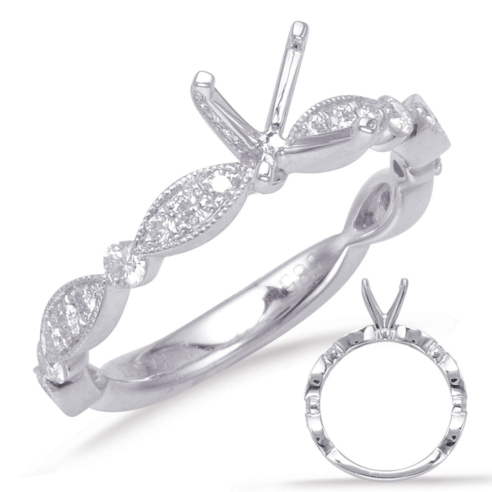 This Engagement Ring  is available in 14K White Gold. There are a total of 22 stones. There are Rounds with a total carat weight of 0.33 set in a Micro Prong|Prong Set setting.