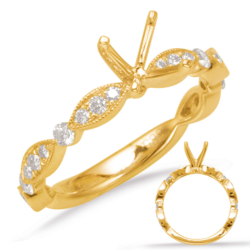 This Engagement Ring  is available in 14K Yellow Gold. There are a total of 22 stones. There are Rounds with a total carat weight of 0.29 set in a Micro Prong|Prong Set setting.