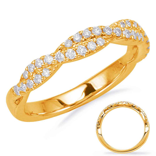 This Band is available in 14K Yellow Gold. There are a total of 38 stones. There are Round with a total carat weight of 0.31 set in a Micro Prong setting.