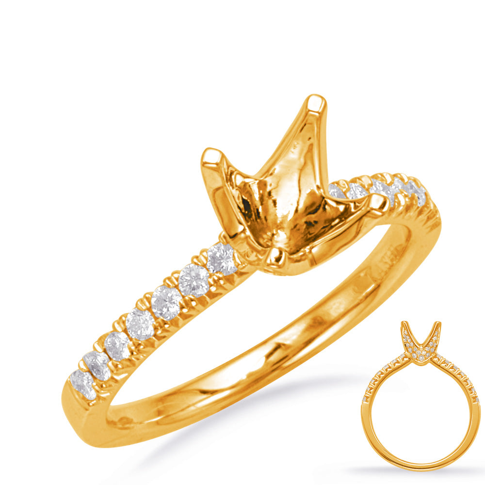 This Engagement Ring  is available in 14K Yellow Gold. There are a total of 46 stones. There are Rounds with a total carat weight of 0.36 set in a Micro Prong setting.