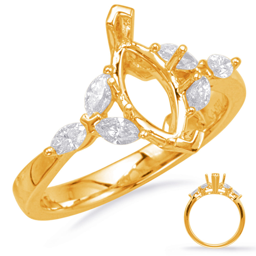This Engagement Ring  is available in 14K Yellow Gold. There are a total of 6 stones. There are Marquise with a total carat weight of 0.28 set in a Prong Set|Shared Prongs setting.