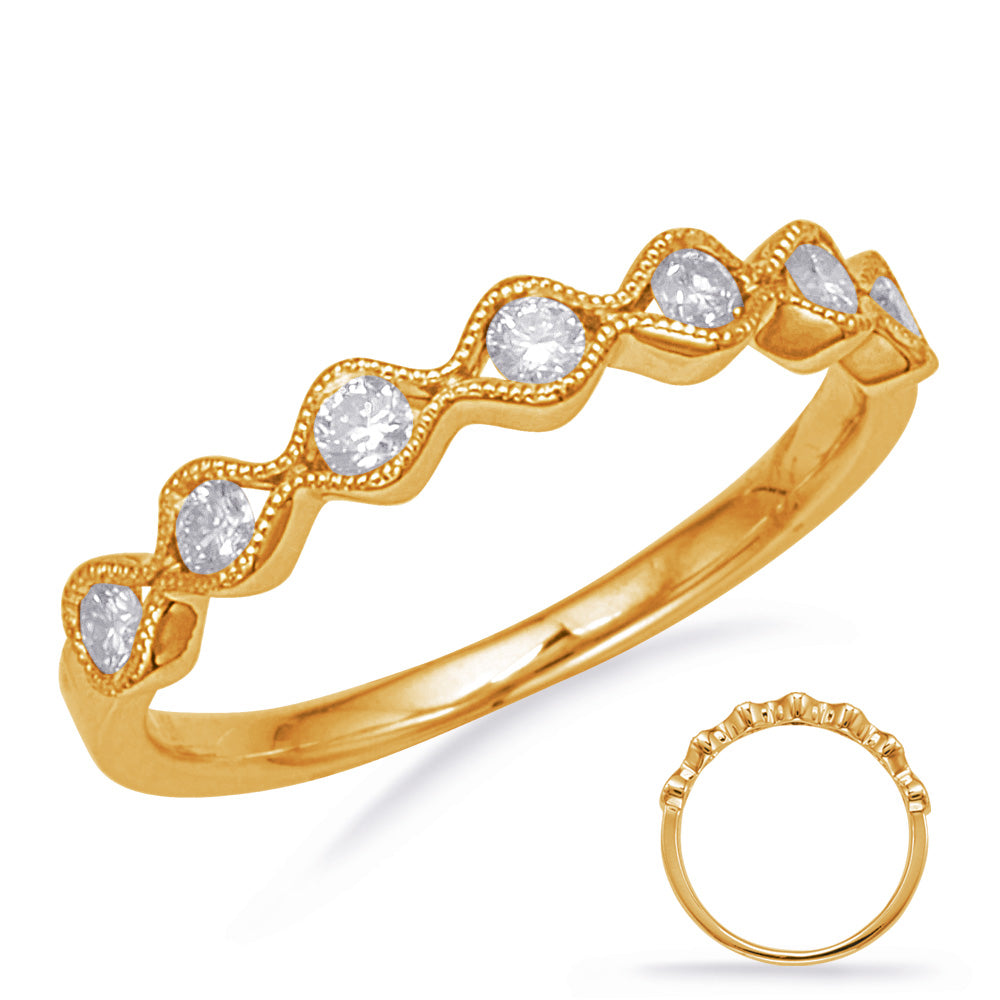 This Band is available in 14K Yellow Gold. There are a total of 7 stones. There are Round with a total carat weight of 0.27 set in a Channel Set setting.