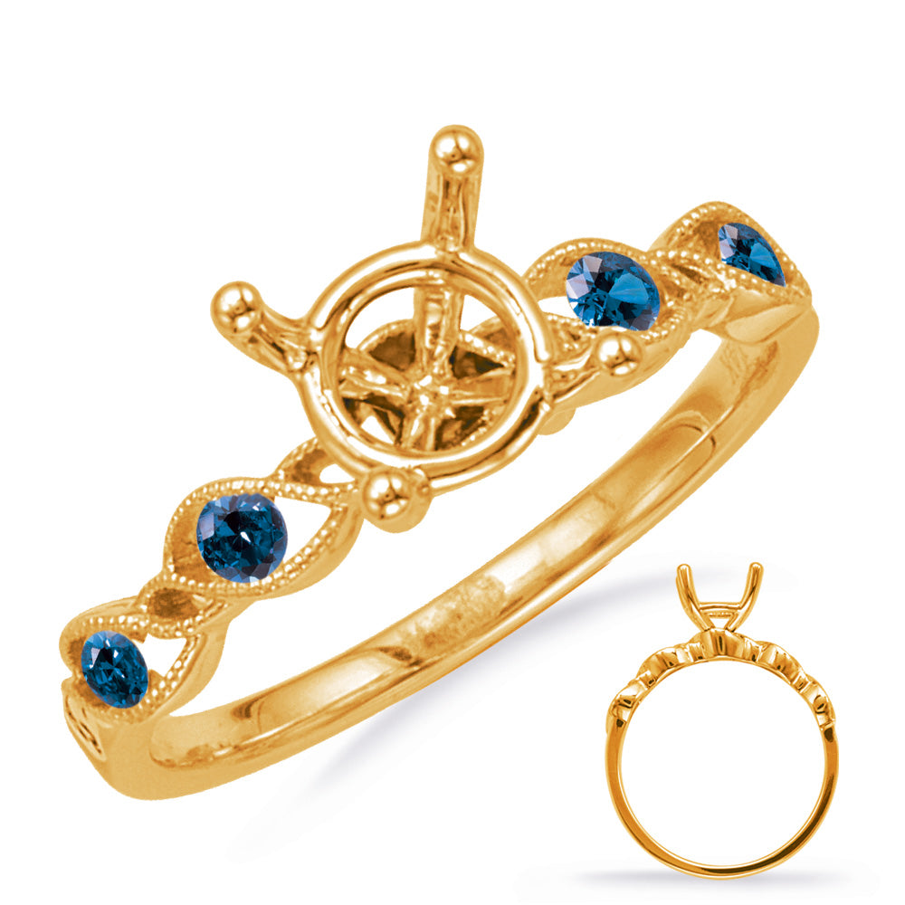 This Engagement Ring  is available in 14K Yellow Gold. There are a total of 4 stones. There are Sapphire with a total carat weight of 0.22 set in a Channel Set setting.