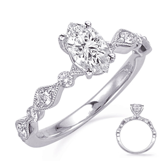 This Engagement Ring  is available in 14K White Gold. There are a total of 8 stones. There are Rounds with a total carat weight of 0.3 set in a Prong Set setting.