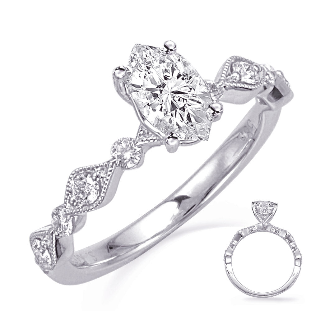 This Engagement Ring  is available in 14K White Gold. There are a total of 8 stones. There are Rounds with a total carat weight of 0.3 set in a Prong Set setting.