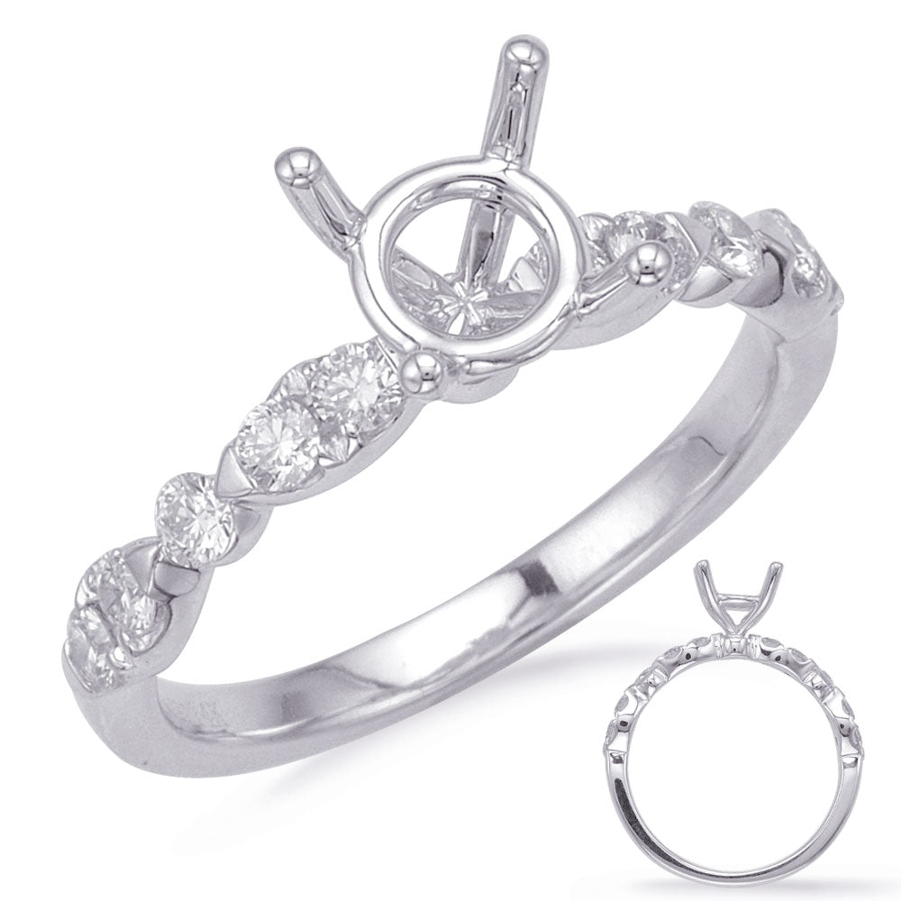 This Engagement Ring  is available in 14K White Gold. There are a total of 10 stones. There are Rounds with a total carat weight of 0.4 set in a Micro Prong|Prong Set setting.