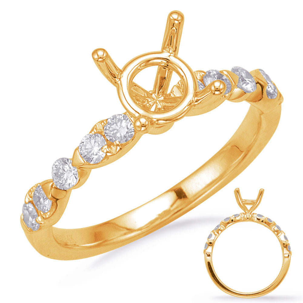 This Engagement Ring  is available in 14K Yellow Gold. There are a total of 10 stones. There are Rounds with a total carat weight of 0.4 set in a Micro Prong|Prong Set setting.