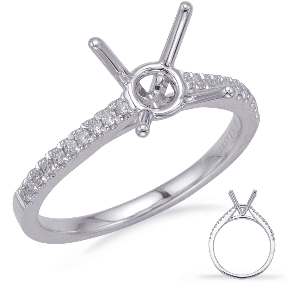 This Engagement Ring  is available in 14K White Gold. There are a total of 20 stones. There are Rounds with a total carat weight of 0.16 set in a Micro Prong setting.