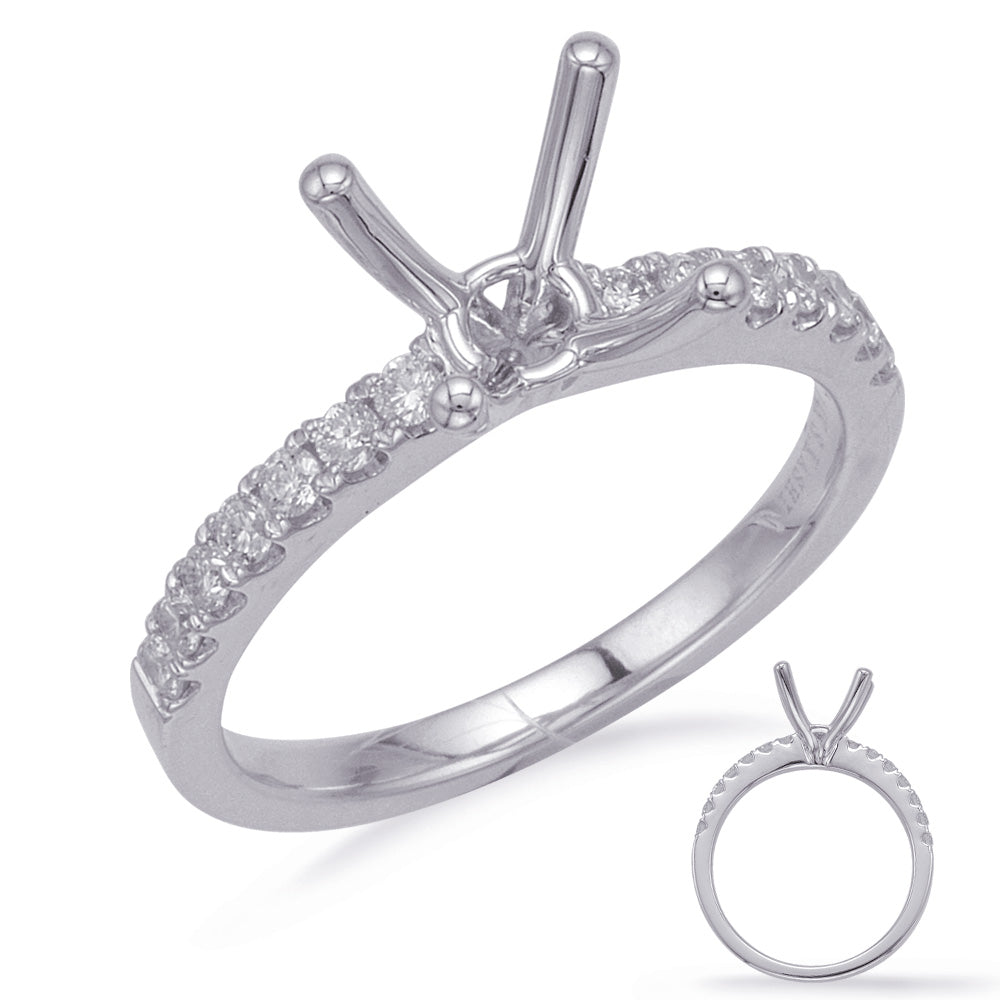 This Engagement Ring  is available in 14K White Gold. There are a total of 14 stones. There are Rounds with a total carat weight of 0.29 set in a Micro Prong setting.