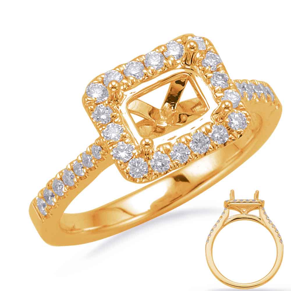 This Engagement Ring  is available in 14K Yellow Gold. There are a total of 32 stones. There are Rounds with a total carat weight of 0.33 set in a Micro Prong setting.