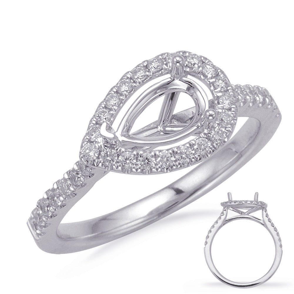 This Engagement Ring  is available in 14K White Gold. There are a total of 35 stones. There are Rounds with a total carat weight of 0.32 set in a Micro Prong setting.