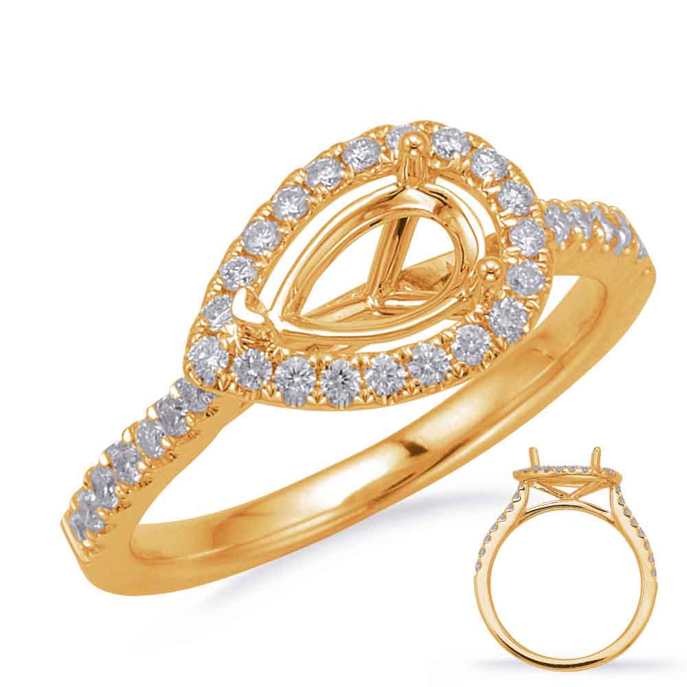 This Engagement Ring  is available in 14K Yellow Gold. There are a total of 36 stones. There are Rounds with a total carat weight of 0.35 set in a Micro Prong setting.