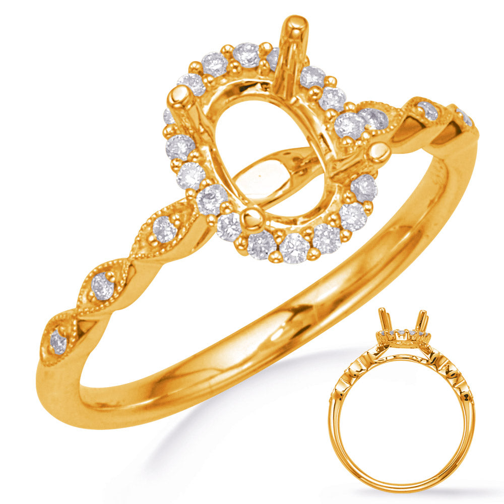 This Engagement Ring  is available in 14K Yellow Gold. There are a total of 24 stones. There are Rounds with a total carat weight of 0.14 set in a Micro Prong|Shared Prongs setting.