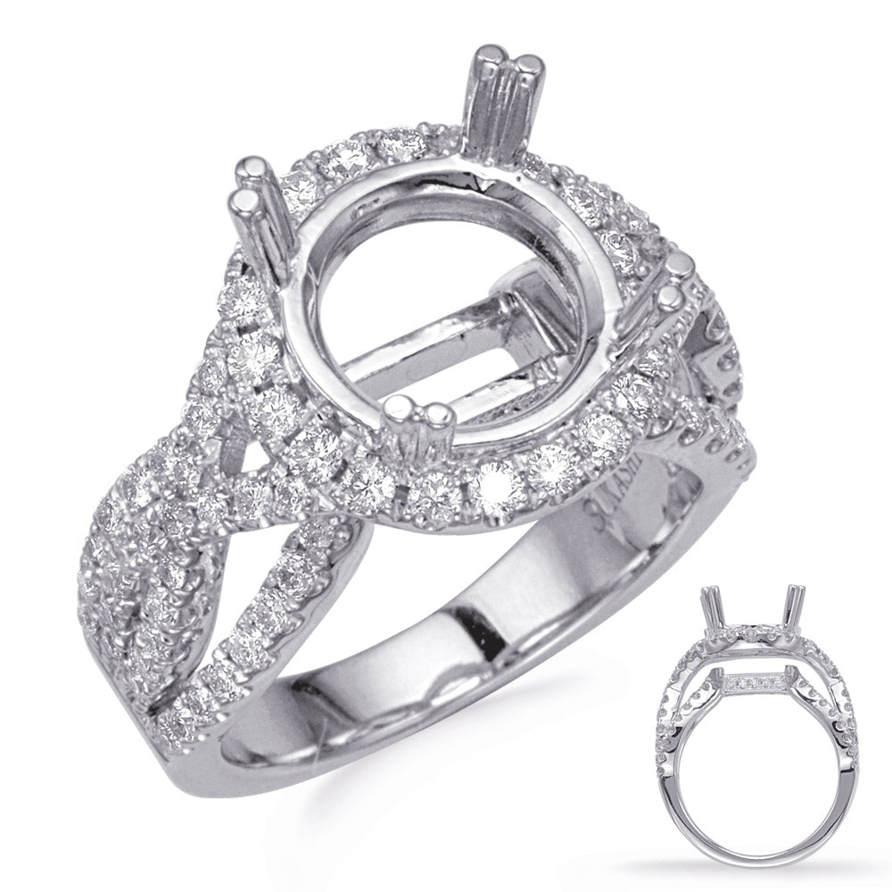 This Engagement Ring  is available in 14K White Gold. There are a total of 116 stones. There are Rounds with a total carat weight of 1.03 set in a Micro Prong setting.