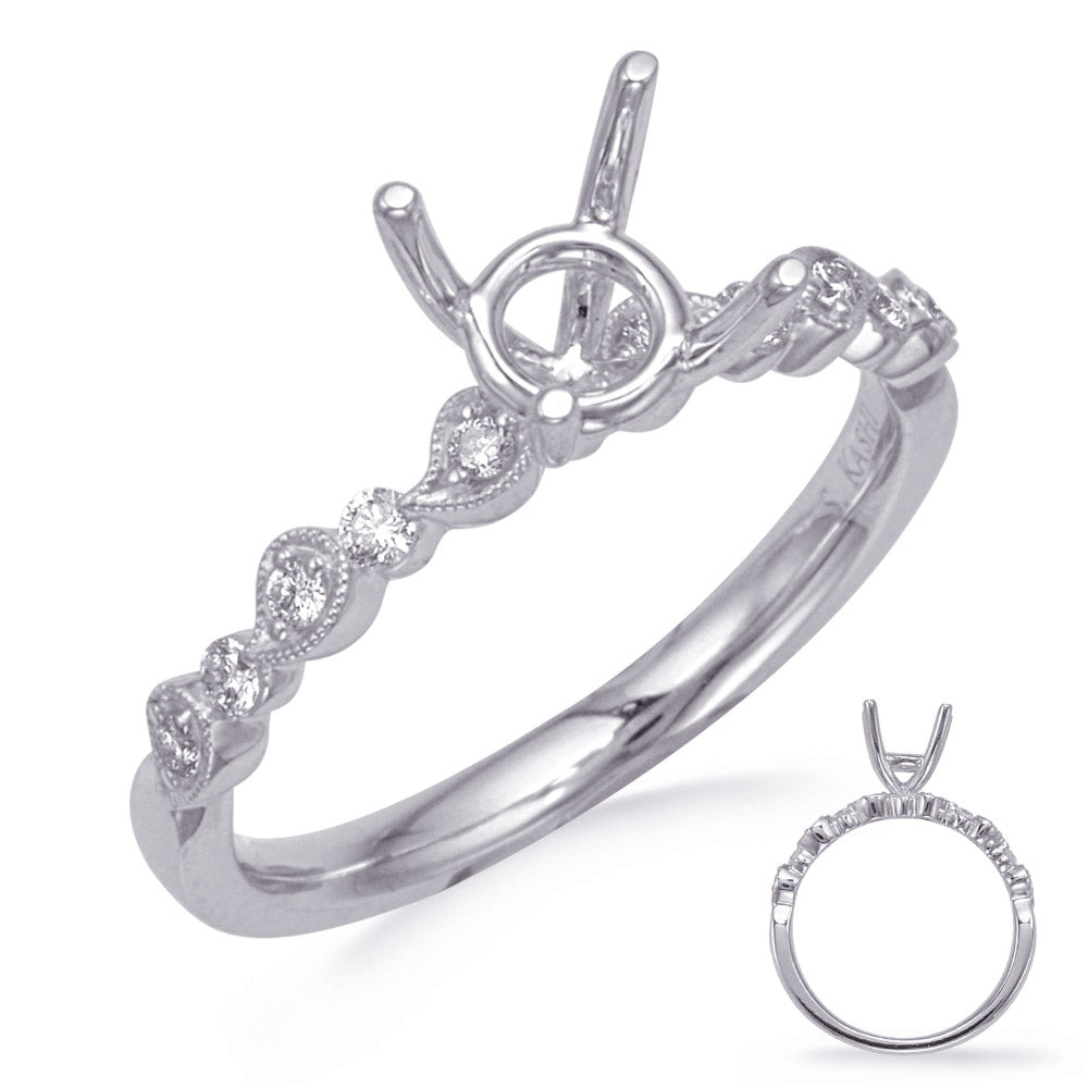 This Engagement Ring  is available in 14K White Gold. There are a total of 10 stones. There are Rounds with a total carat weight of 0.14 set in a Channel Set|Prong Set setting.
