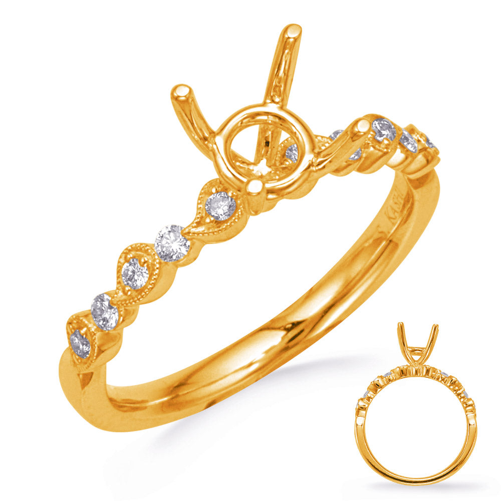 This Engagement Ring  is available in 14K Yellow Gold. There are a total of 10 stones. There are Rounds with a total carat weight of 0.14 set in a Channel Set|Prong Set setting.