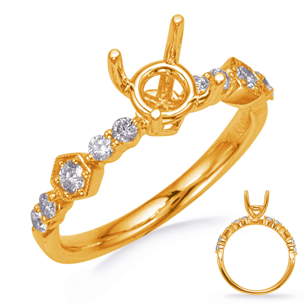 This Engagement Ring  is available in 14K Yellow Gold. There are a total of 10 stones. There are Rounds with a total carat weight of 0.29 set in a Prong Set setting.