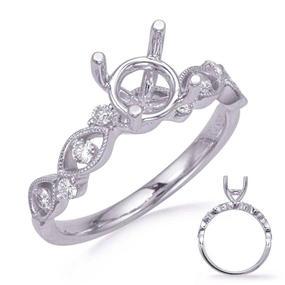 This Engagement Ring  is available in 14K White Gold. There are a total of 8 stones. There are Rounds with a total carat weight of 0.2 set in a Channel Set|Prong Set setting.