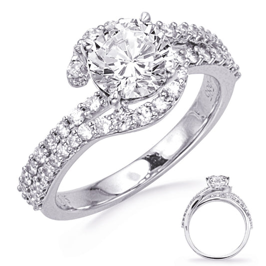 This Engagement Ring  is available in 14K White Gold. There are a total of 49 stones. There are Rounds with a total carat weight of 0.57 set in a Prong Set setting.