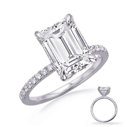 This Engagement Ring  is available in 14K White Gold. There are a total of 66 stones. There are Rounds with a total carat weight of 0.37 set in a Micro Prong setting.