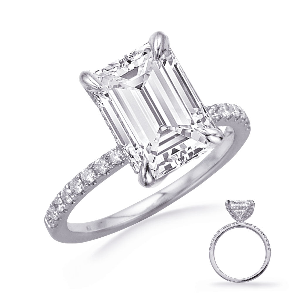 This Engagement Ring  is available in 14K White Gold. There are a total of 56 stones. There are Rounds with a total carat weight of 0.33 set in a Micro Prong setting.