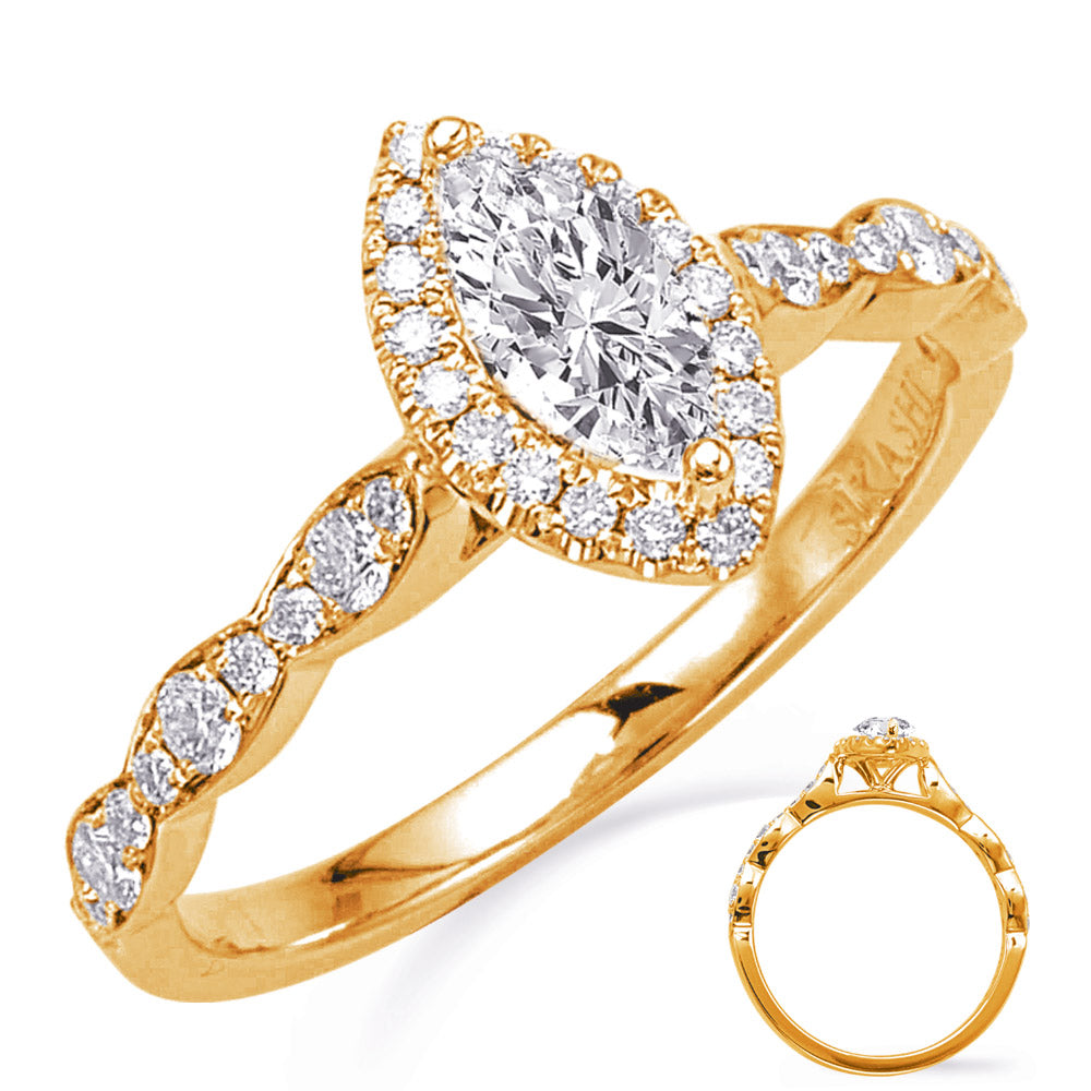 This Engagement Ring  is available in 14K Yellow Gold. There are a total of 36 stones. There are Rounds with a total carat weight of 0.31 set in a Micro Prong setting.
