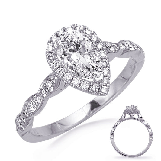This Engagement Ring  is available in 14K White Gold. There are a total of 38 stones. There are Rounds with a total carat weight of 0.34 set in a Micro Prong setting.