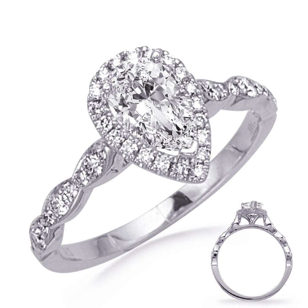 This Engagement Ring  is available in 14K White Gold. There are a total of 38 stones. There are Rounds with a total carat weight of 0.34 set in a Micro Prong setting.