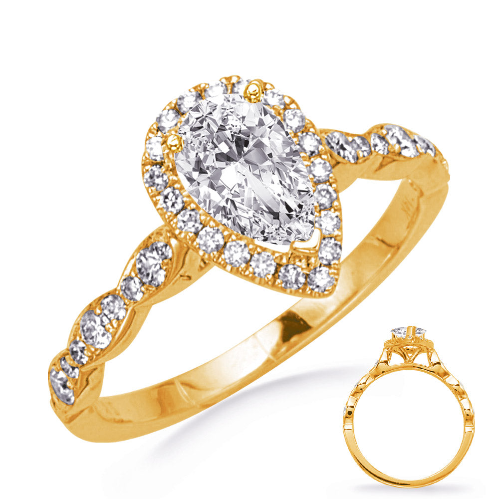 This Engagement Ring  is available in 14K Yellow Gold. There are a total of 38 stones. There are Rounds with a total carat weight of 0.34 set in a Micro Prong setting.