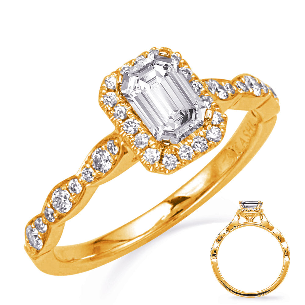 This Engagement Ring  is available in 14K Yellow Gold. There are a total of 36 stones. There are Rounds with a total carat weight of 0.29 set in a Micro Prong setting.