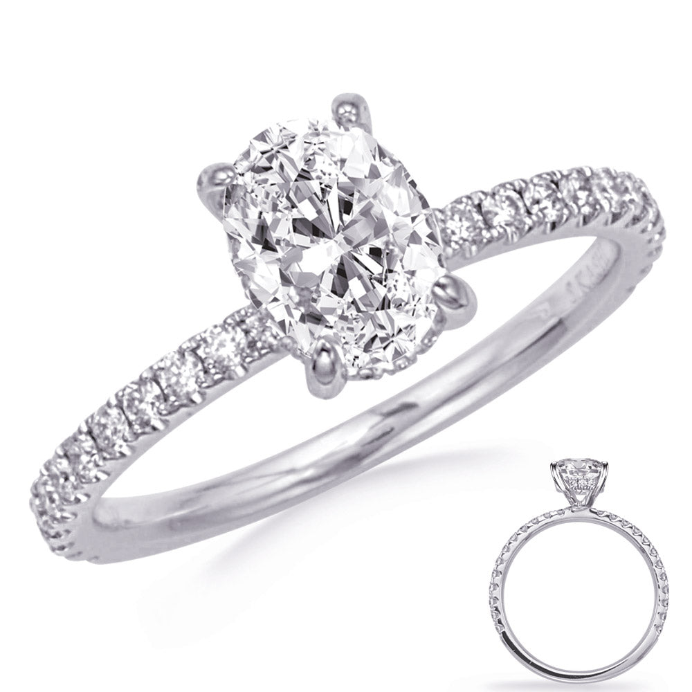 This Engagement Ring  is available in 14K White Gold. There are a total of 38 stones. There are Rounds with a total carat weight of 0.32 set in a Micro Prong setting.