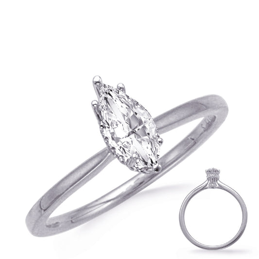 This Engagement Ring  is available in 14K White Gold. There are a total of 30 stones. There are Rounds with a total carat weight of 0.15 set in a Micro Prong setting.