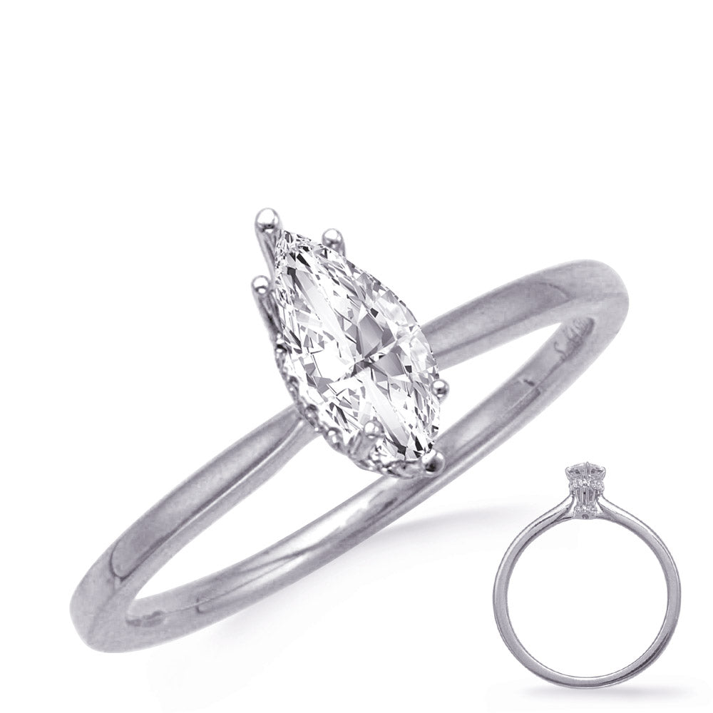 This Engagement Ring  is available in 14K White Gold. There are a total of 38 stones. There are Rounds with a total carat weight of 0.3 set in a Micro Prong setting.