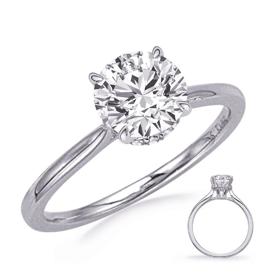 This Engagement Ring  is available in 14K White Gold. There are a total of 22 stones. There are Rounds with a total carat weight of 0.09 set in a Prong Set setting.