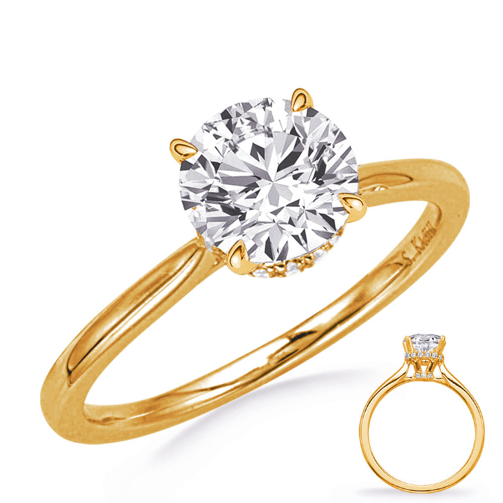 This Engagement Ring  is available in 14K Yellow Gold. There are a total of 24 stones. There are Rounds with a total carat weight of 0.18 set in a Prong Set setting.