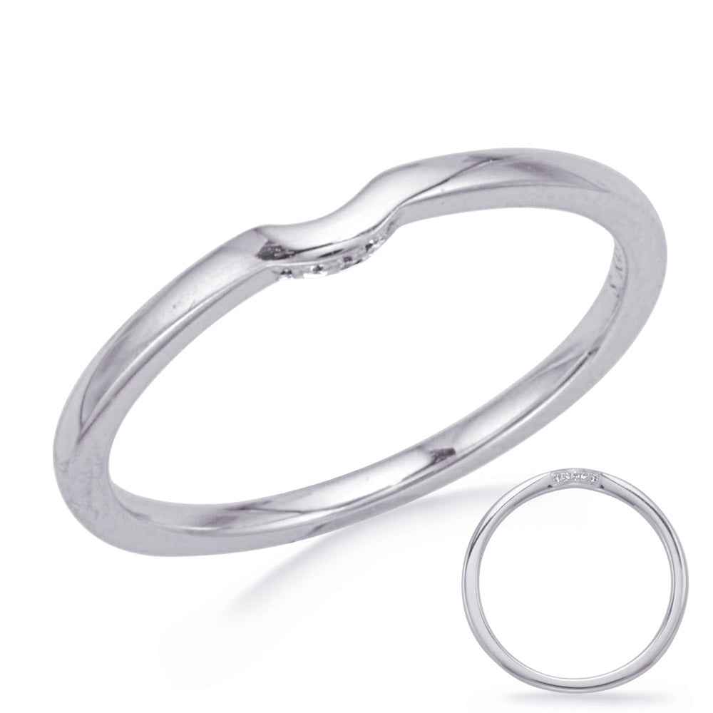 This Band is available in 14K White Gold. There are a total of 5 stones. There are Round with a total carat weight of 0.02 set in a Prong Set setting.