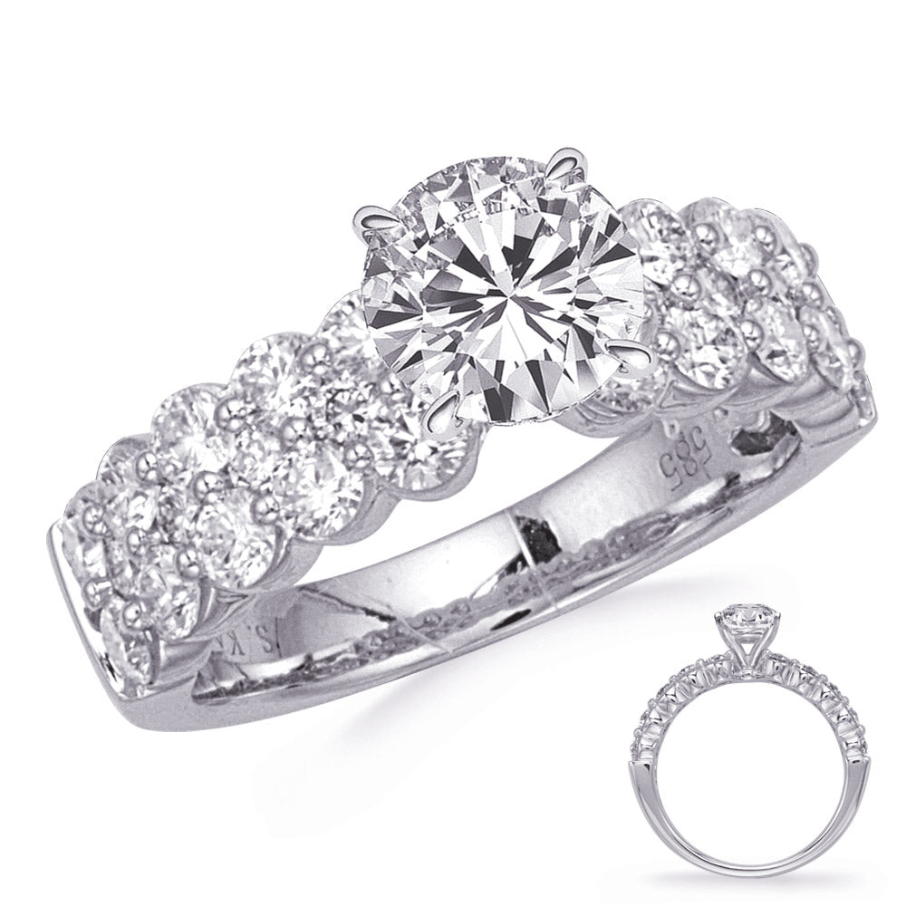 This Engagement Ring  is available in 14K White Gold. There are a total of 28 stones. There are Rounds with a total carat weight of 1.89 set in a  setting.