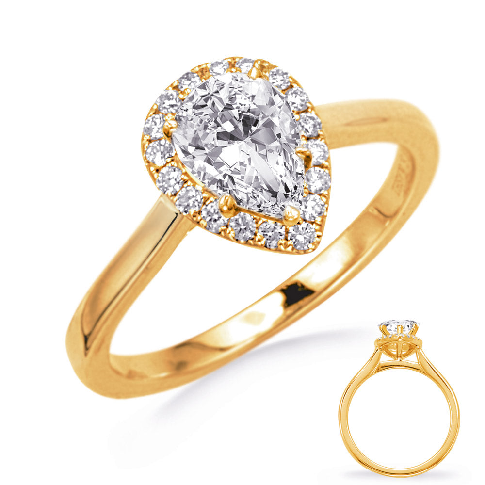 This Engagement Ring  is available in 14K Yellow Gold. There are a total of 16 stones. There are Rounds with a total carat weight of 0.15 set in a Micro Prong setting.