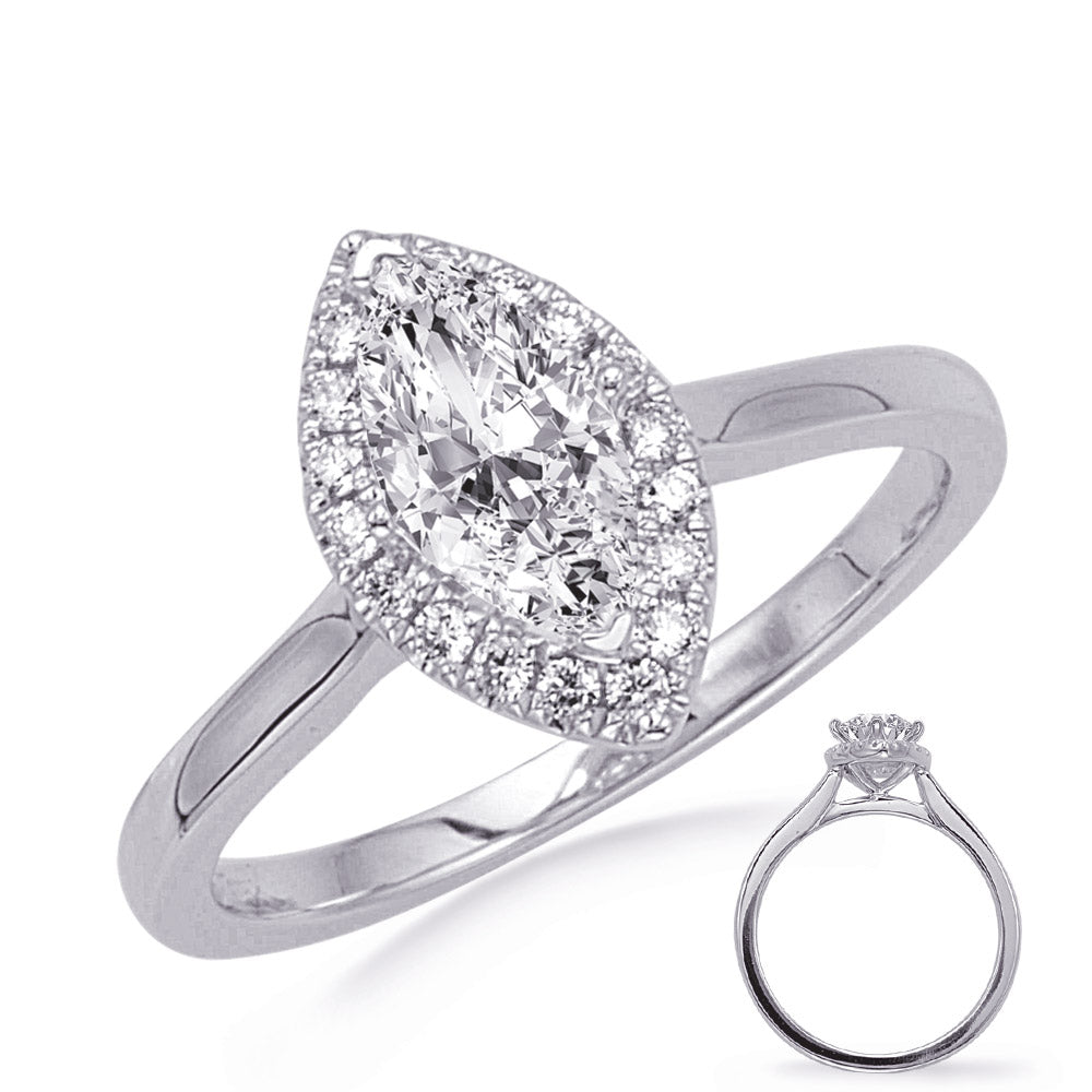 This Engagement Ring  is available in 14K White Gold. There are a total of 26 stones. There are Rounds with a total carat weight of 0.24 set in a Prong Set setting.