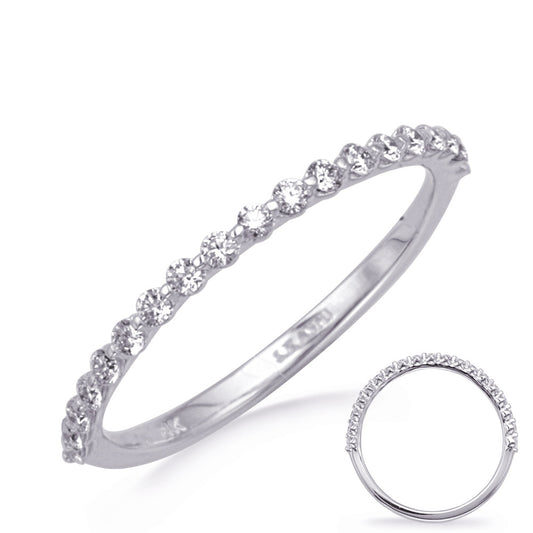 This Band is available in 14K White Gold. There are a total of 20 stones. There are Round with a total carat weight of 0.27 set in a Micro Prong|Shared Prongs setting.