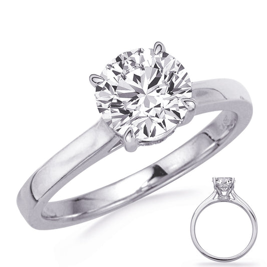 This Engagement Ring  is available in 14K White Gold. There are a total of 18 stones. There are Rounds with a total carat weight of 0.06 set in a Micro Prong setting.