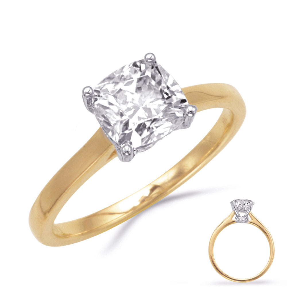 This Engagement Ring  is available in 14K Yellow & White Gold. There are a total of 24 stones. There are Rounds with a total carat weight of 0.1 set in a Micro Prong setting.