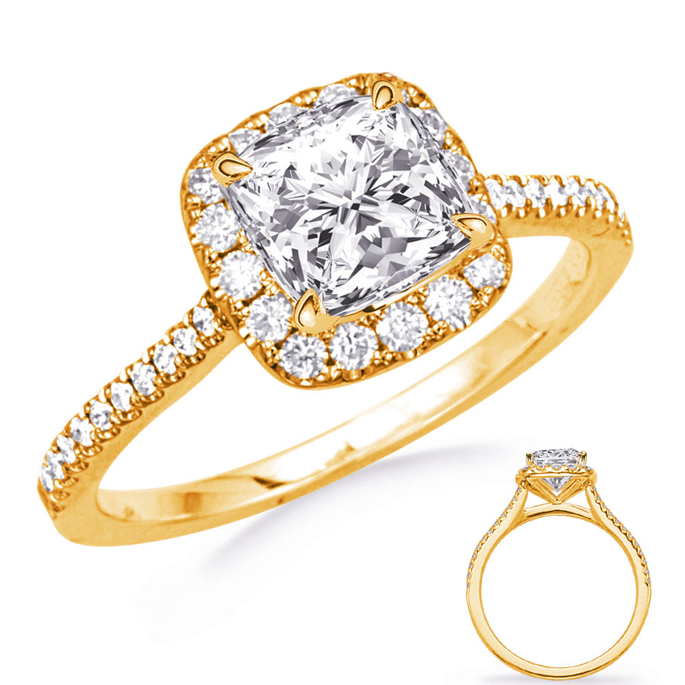 This Engagement Ring  is available in 14K Yellow Gold. There are a total of 42 stones. There are Rounds with a total carat weight of 0.24 set in a Micro Prong setting.